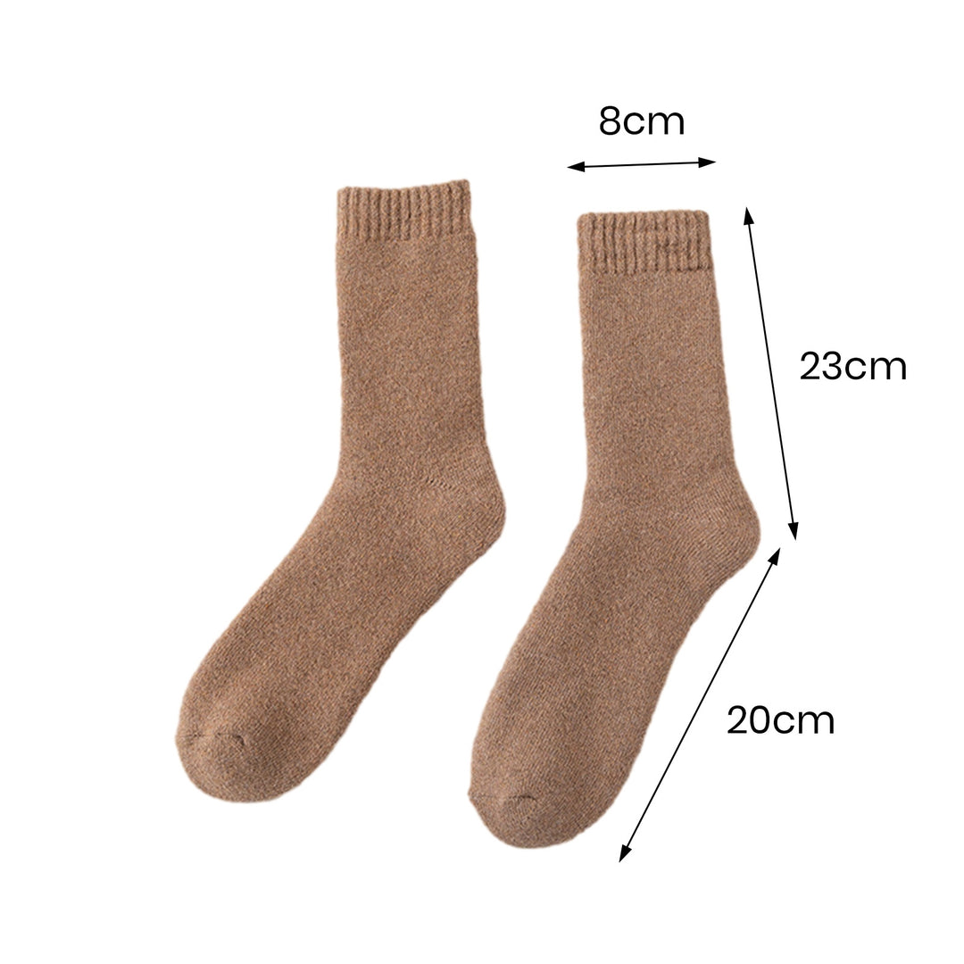 1 Pair Winter Socks Thick Plush Solid Color Knitted Mid-tube Ankle Protection Soft Cold Resistant Anti-slip Elastic Image 11