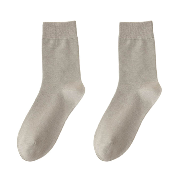 1 Pair Women Winter Socks Solid Color Soft Breathable Mid-tube High Elasticity Solid Color Warm Anti-slip No Odor Lady Image 7