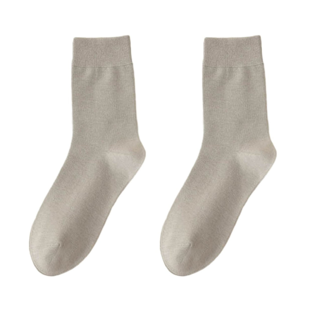 1 Pair Women Winter Socks Solid Color Soft Breathable Mid-tube High Elasticity Solid Color Warm Anti-slip No Odor Lady Image 1