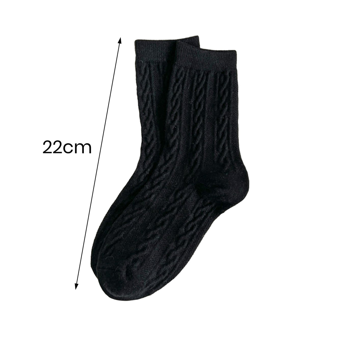 1 Pair Women Winter Socks Solid Color Soft Twisted Texture Breathable Mid-tube High Elasticity Warm Anti-slip No Odor Image 10