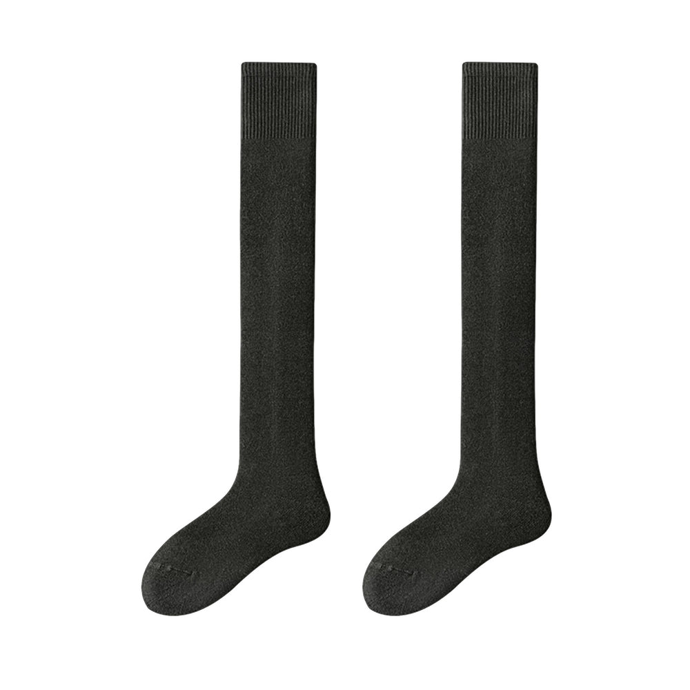 1 Pair Men Winter Stockings Solid Color Soft Breathable Long-tube High Elasticity Over Knee Length Warm Anti-slip No Image 2