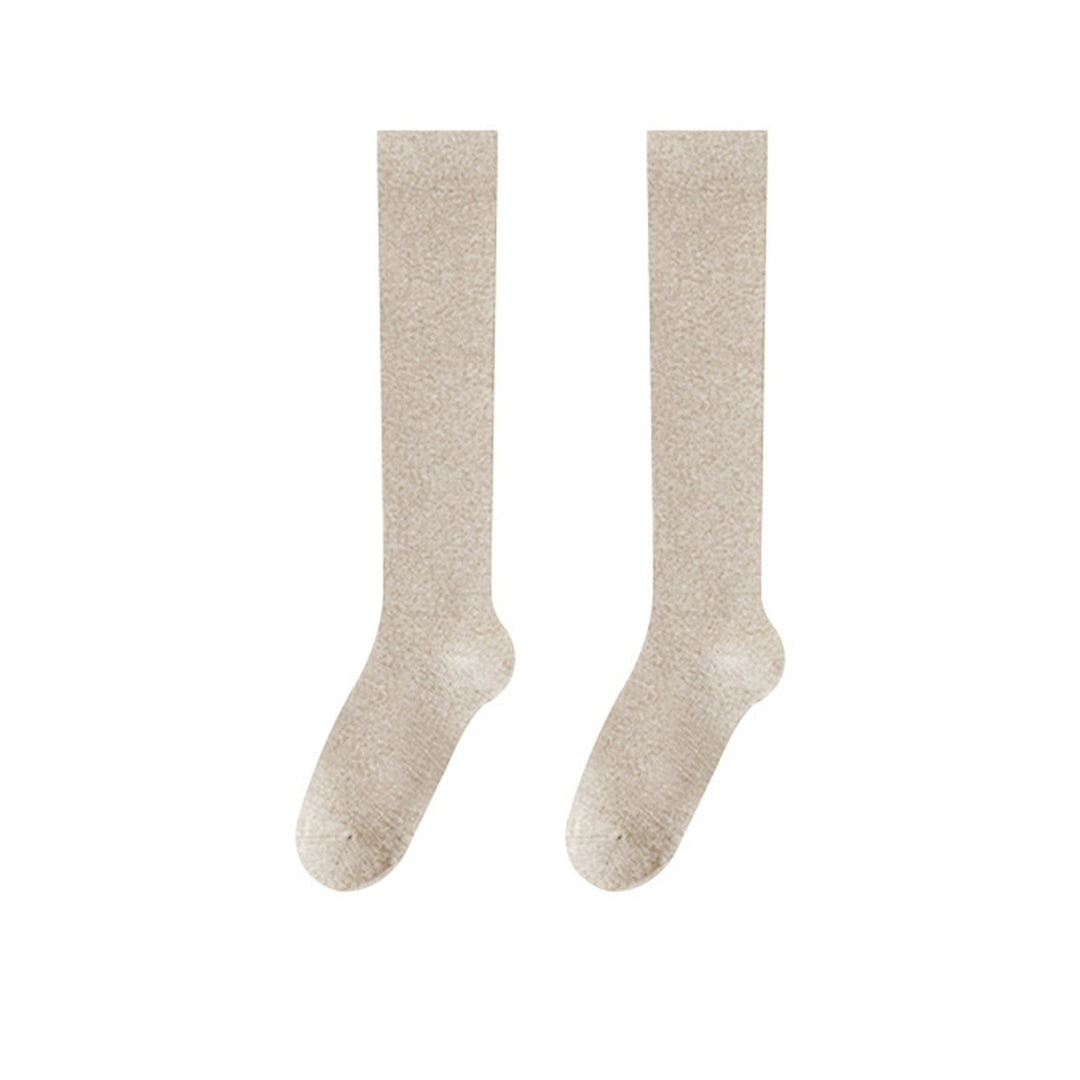 1 Pair Women Winter Stockings Soft Breathable Long-tube High Elasticity Knee Length Warm Anti-slip No Odor Japanese Image 4