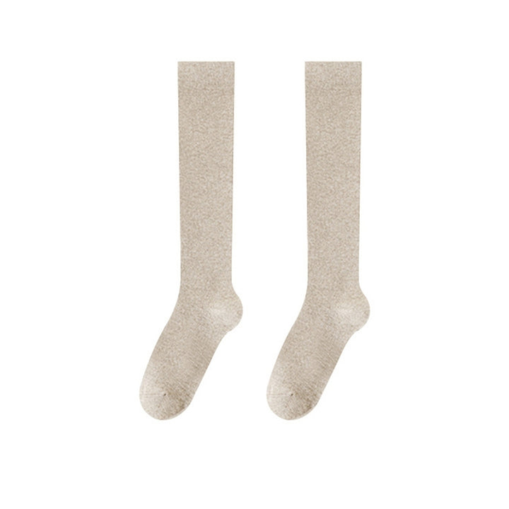 1 Pair Women Winter Stockings Soft Breathable Long-tube High Elasticity Knee Length Warm Anti-slip No Odor Japanese Image 4
