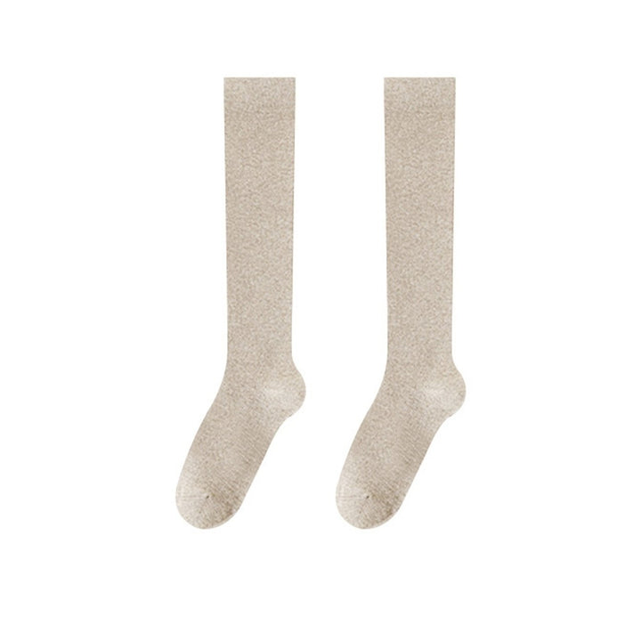 1 Pair Women Winter Stockings Soft Breathable Long-tube High Elasticity Knee Length Warm Anti-slip No Odor Japanese Image 1