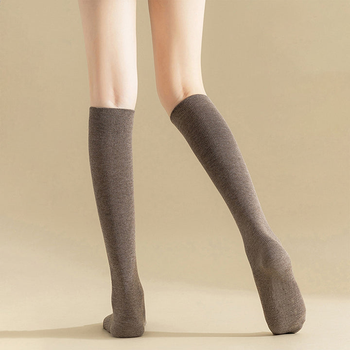 1 Pair Women Winter Stockings Soft Breathable Long-tube High Elasticity Knee Length Warm Anti-slip No Odor Japanese Image 7