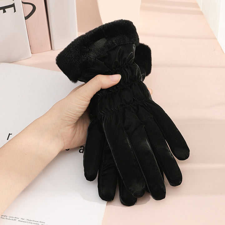 1 Pair Winter Gloves Thick Plush Lining Windproof Warm Cold Resistant Five Fingers Touch Screen Image 10