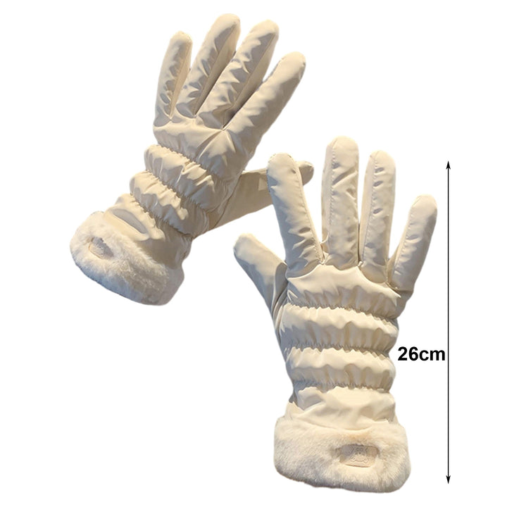 1 Pair Winter Gloves Thick Plush Lining Windproof Warm Cold Resistant Five Fingers Touch Screen Image 11
