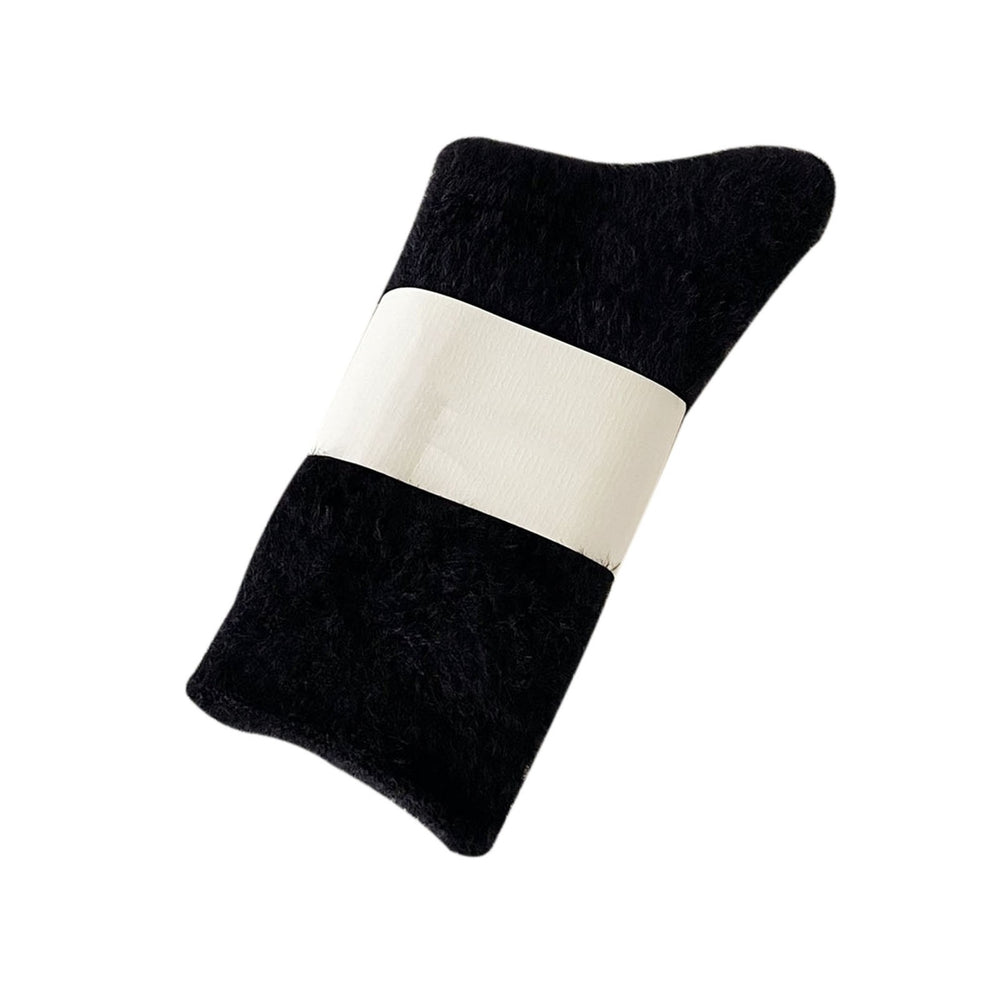 1 Pair Women Winter Socks Thick Plush Warm Elastic Anti-slip Cozy Absorb Sweat Anti-shrink Soft Mid-tube No Odor Lady Image 2