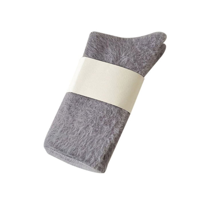 1 Pair Women Winter Socks Thick Plush Warm Elastic Anti-slip Cozy Absorb Sweat Anti-shrink Soft Mid-tube No Odor Lady Image 4