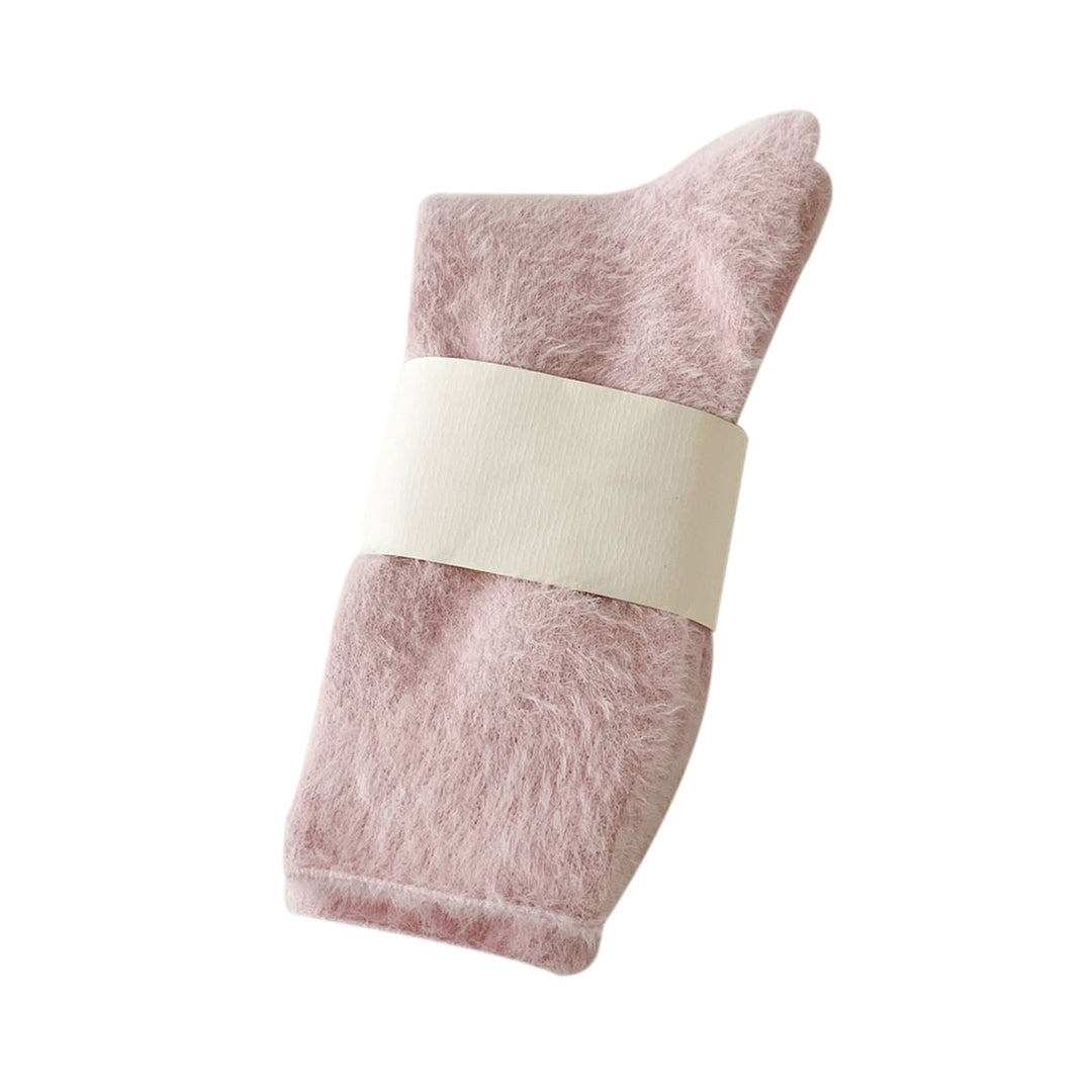 1 Pair Women Winter Socks Thick Plush Warm Elastic Anti-slip Cozy Absorb Sweat Anti-shrink Soft Mid-tube No Odor Lady Image 7