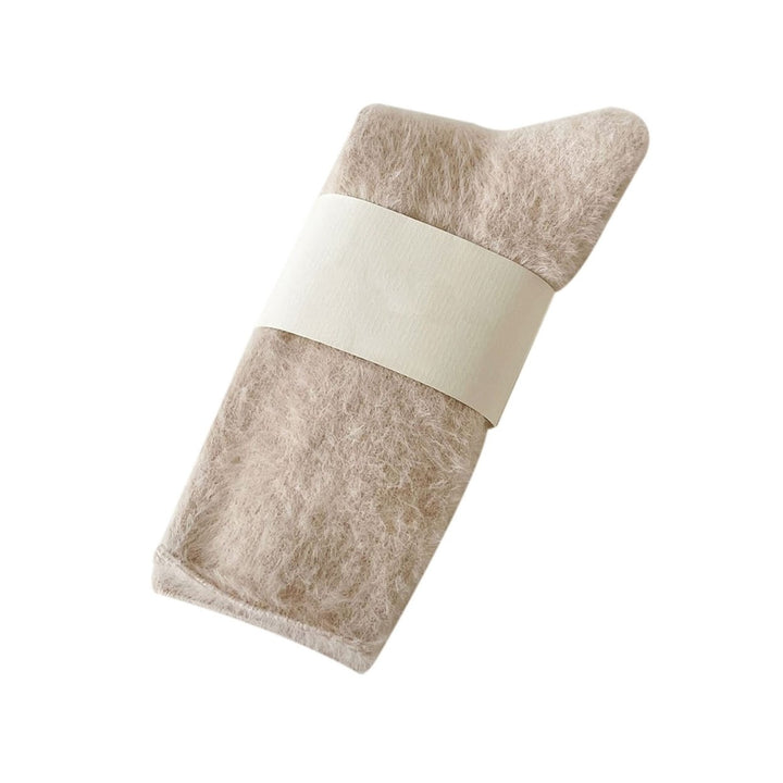 1 Pair Women Winter Socks Thick Plush Warm Elastic Anti-slip Cozy Absorb Sweat Anti-shrink Soft Mid-tube No Odor Lady Image 1