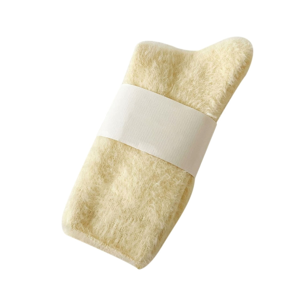 1 Pair Women Winter Socks Thick Plush Warm Elastic Anti-slip Cozy Absorb Sweat Anti-shrink Soft Mid-tube No Odor Lady Image 10