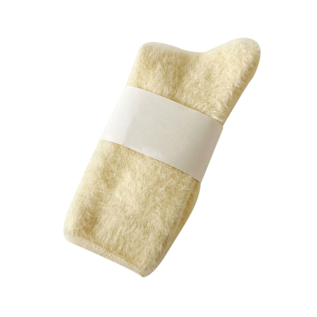 1 Pair Women Winter Socks Thick Plush Warm Elastic Anti-slip Cozy Absorb Sweat Anti-shrink Soft Mid-tube No Odor Lady Image 1