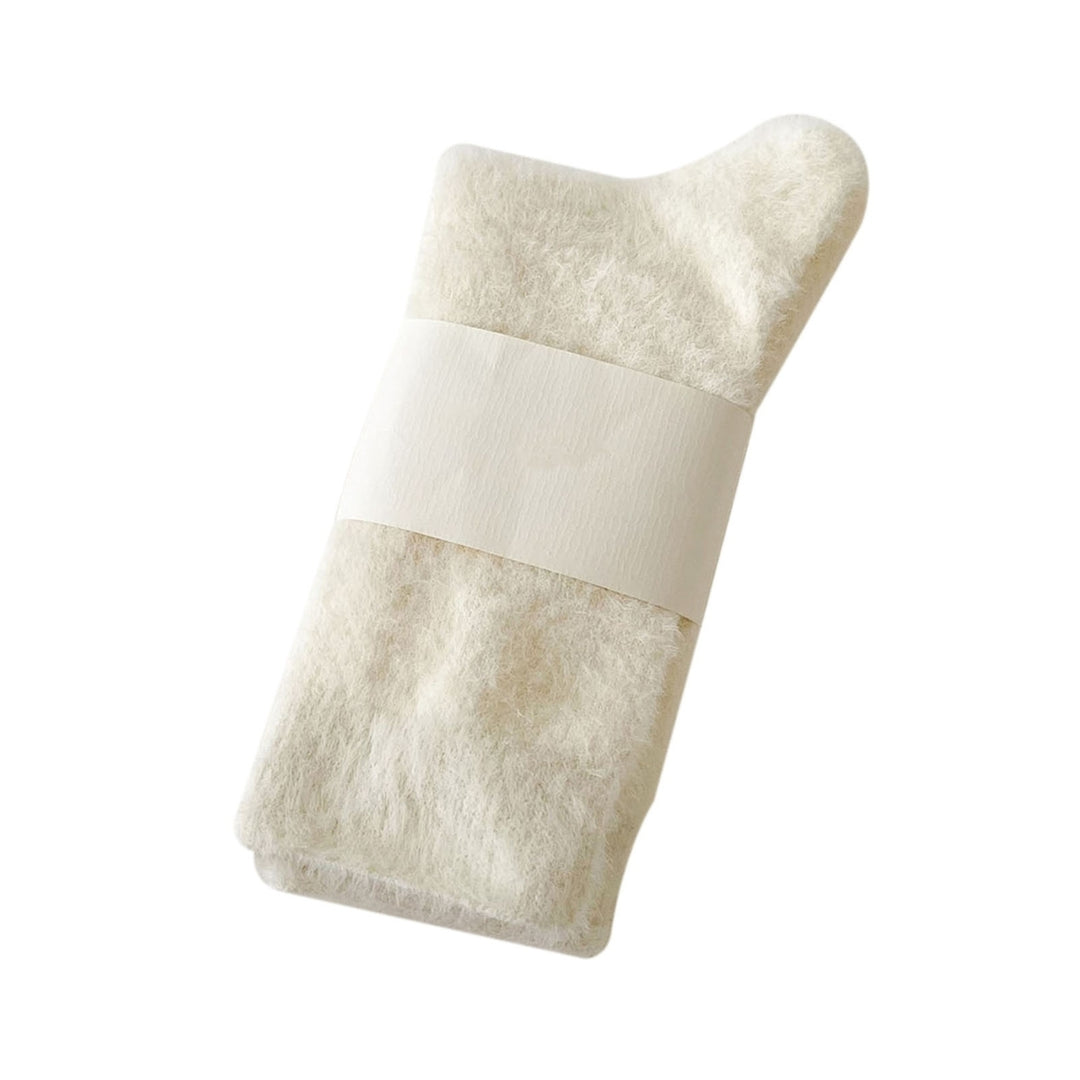 1 Pair Women Winter Socks Thick Plush Warm Elastic Anti-slip Cozy Absorb Sweat Anti-shrink Soft Mid-tube No Odor Lady Image 11