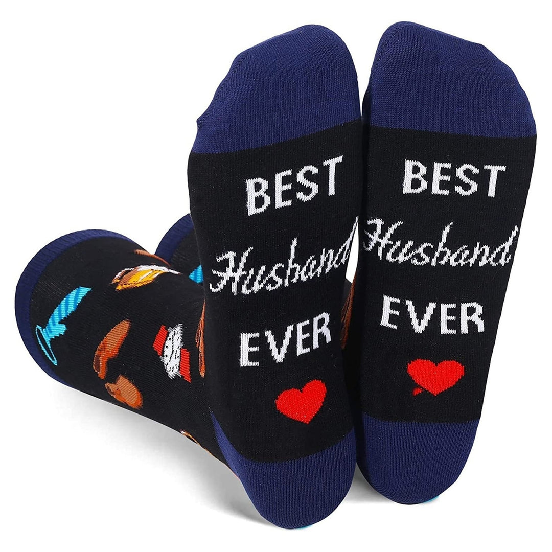 1 Pair English Letter Print Cotton Socks Patchwork Color Mid-tube Sport Socks Husband Son Daughter Friend Socks Image 2