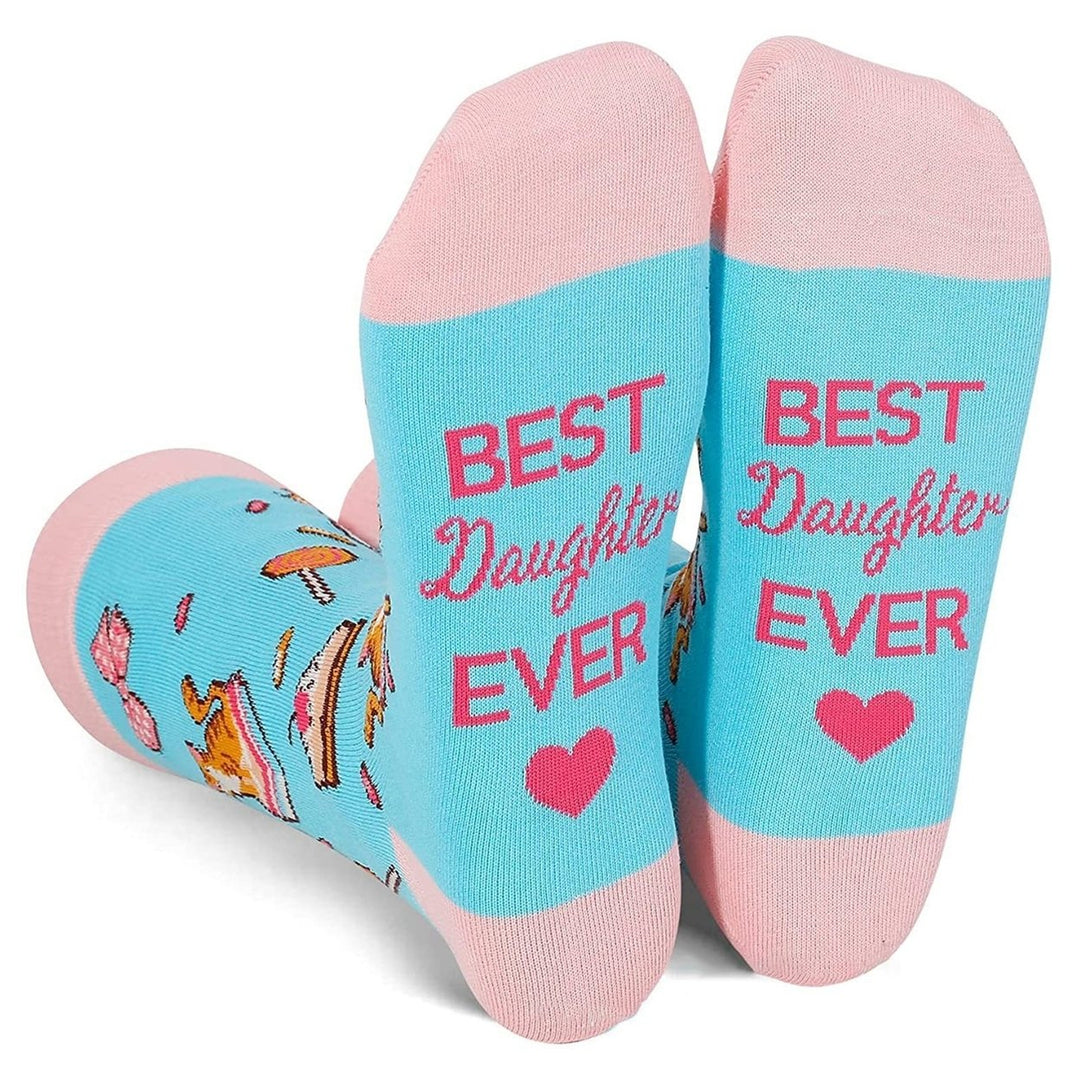 1 Pair English Letter Print Cotton Socks Patchwork Color Mid-tube Sport Socks Husband Son Daughter Friend Socks Image 1