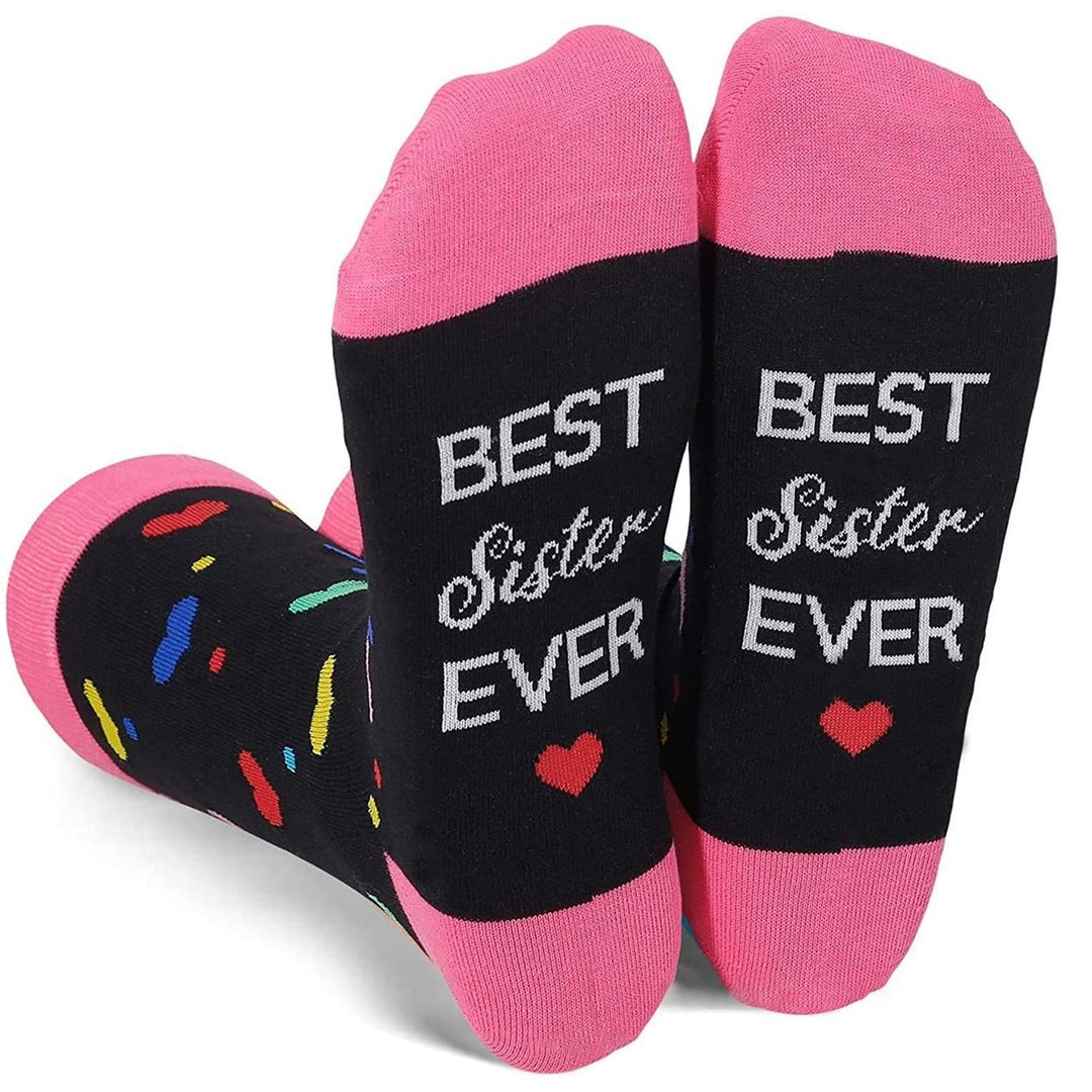 1 Pair English Letter Print Cotton Socks Patchwork Color Mid-tube Sport Socks Husband Son Daughter Friend Socks Image 1