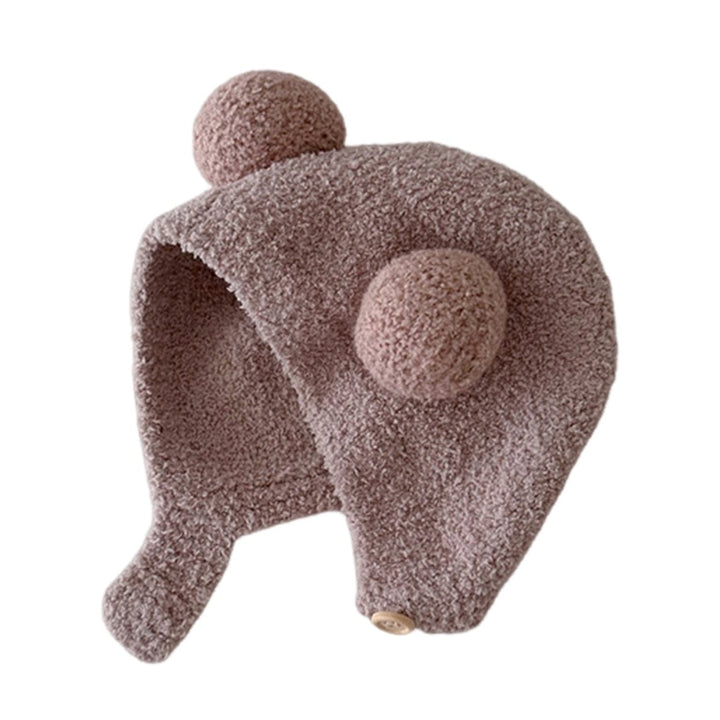 Cute Winter Warm Kids Girl Boys Baby Hat Fleece Hat with Ball Decor Patchwork Color Ear Protection Hat Soft Newborn Image 1