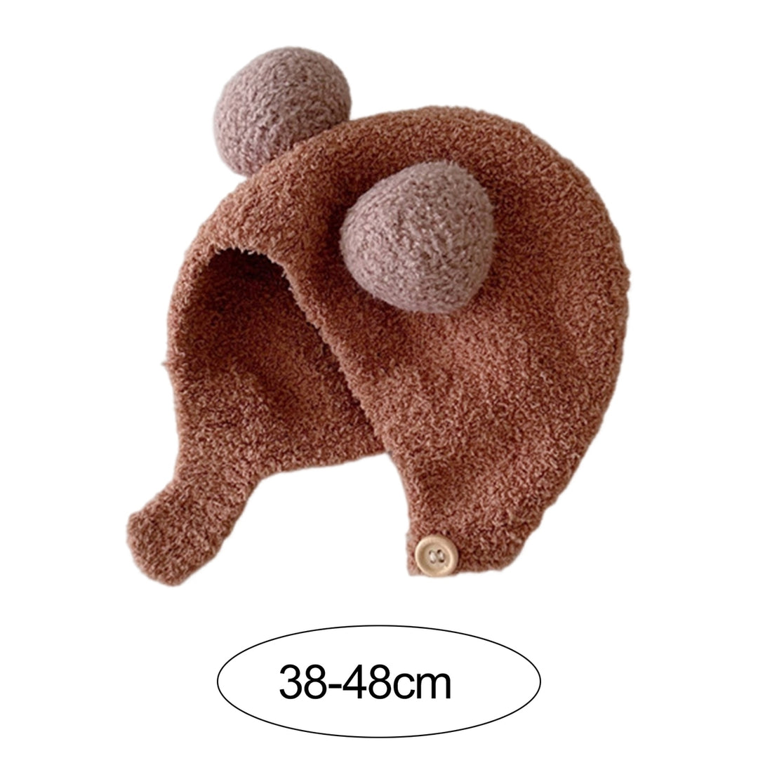 Cute Winter Warm Kids Girl Boys Baby Hat Fleece Hat with Ball Decor Patchwork Color Ear Protection Hat Soft Newborn Image 12