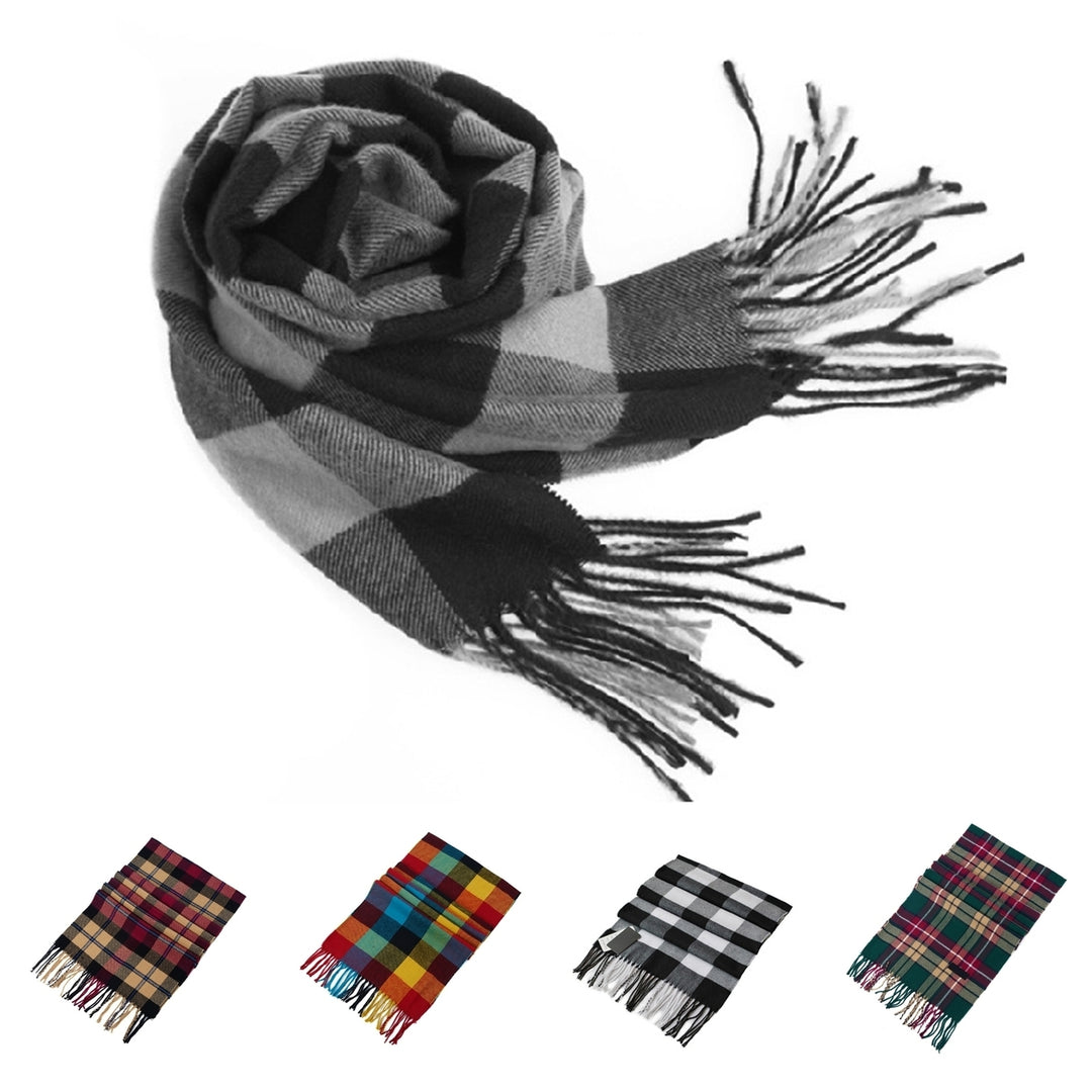 Autumn Winter Plaid Texture Tassel Scarf Elegant Thick Long Scarf Couple Warm Imitation Cashmere Shawl Wrap Image 1