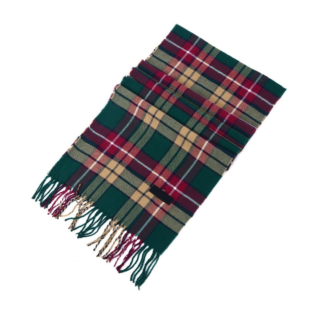 Autumn Winter Plaid Texture Tassel Scarf Elegant Thick Long Scarf Couple Warm Imitation Cashmere Shawl Wrap Image 1