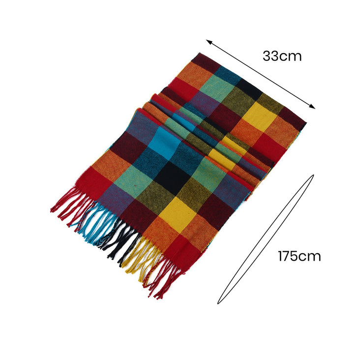 Autumn Winter Plaid Texture Tassel Scarf Elegant Thick Long Scarf Couple Warm Imitation Cashmere Shawl Wrap Image 10