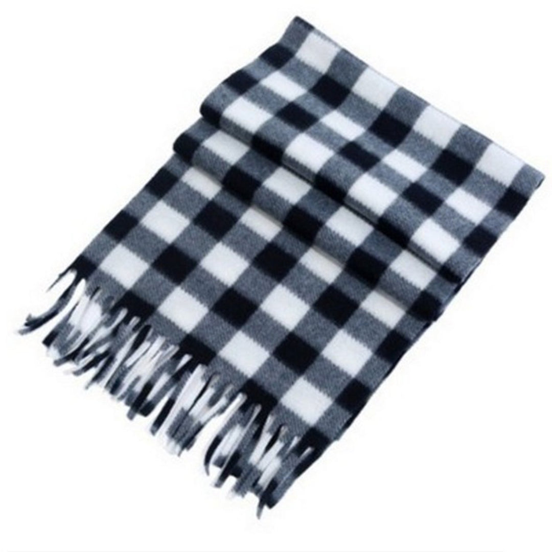 Unisex Winter Scarf Color Matching Plaid Print Tassel Thick Warm Soft Double-sided Plush Long And Image 1