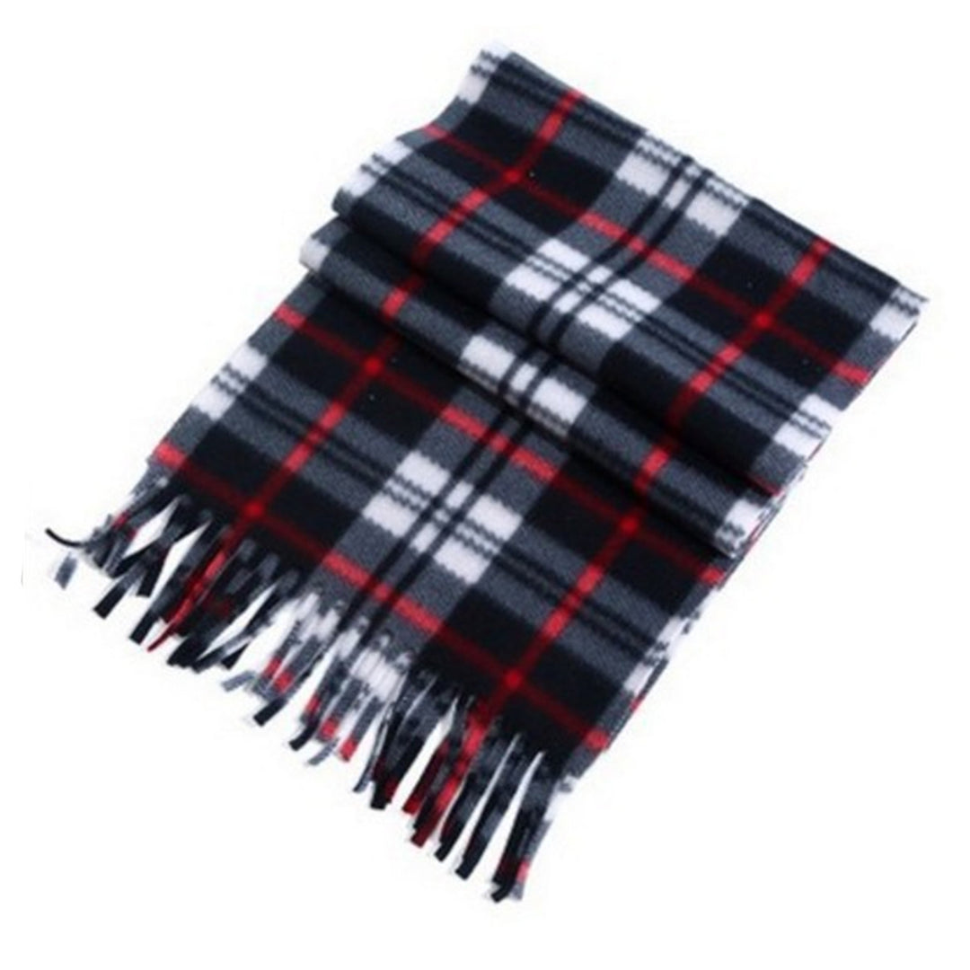 Unisex Winter Scarf Color Matching Plaid Print Tassel Thick Warm Soft Double-sided Plush Long And Image 3