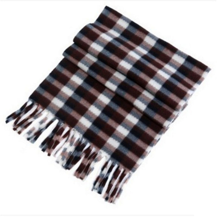 Unisex Winter Scarf Color Matching Plaid Print Tassel Thick Warm Soft Double-sided Plush Long And Image 4