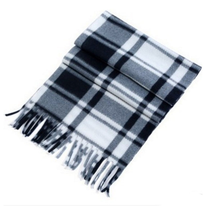 Unisex Winter Scarf Color Matching Plaid Print Tassel Thick Warm Soft Double-sided Plush Long And Image 4