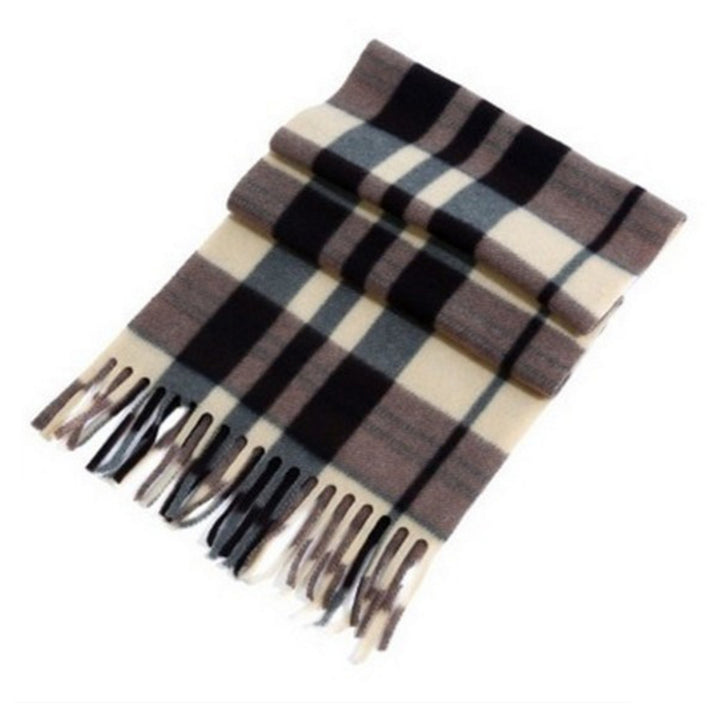 Unisex Winter Scarf Color Matching Plaid Print Tassel Thick Warm Soft Double-sided Plush Long And Image 7