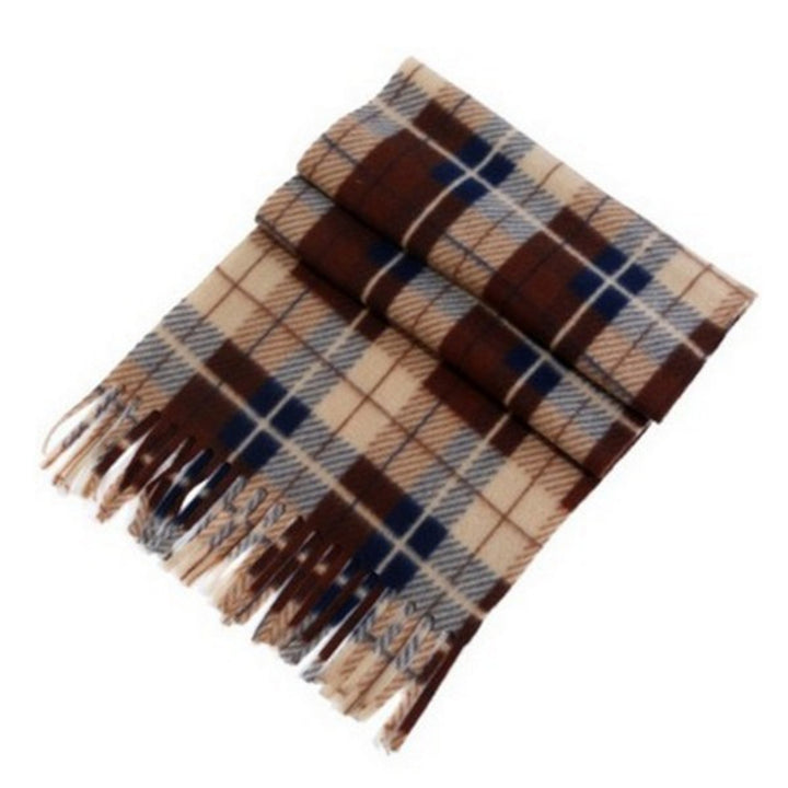 Unisex Winter Scarf Color Matching Plaid Print Tassel Thick Warm Soft Double-sided Plush Long And Image 8