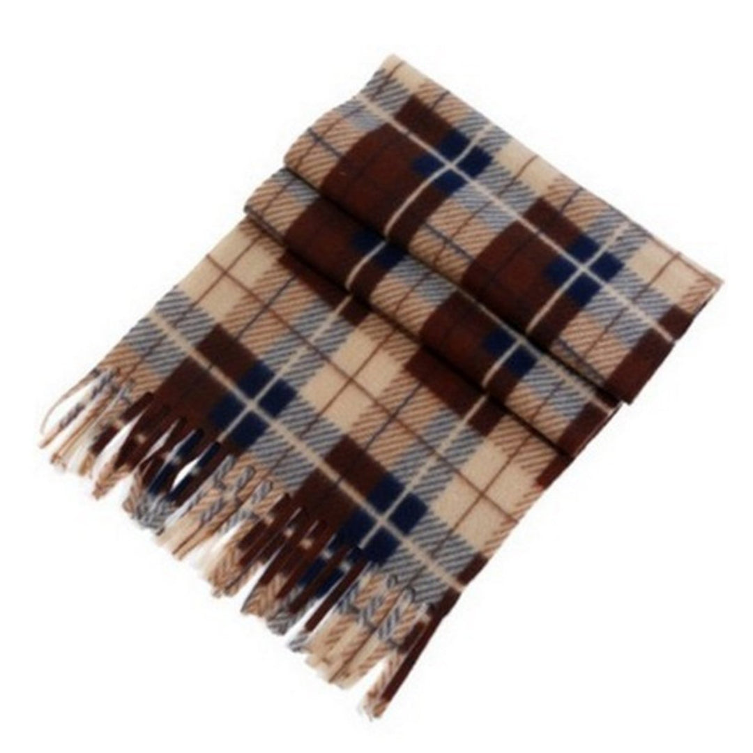 Unisex Winter Scarf Color Matching Plaid Print Tassel Thick Warm Soft Double-sided Plush Long And Image 1