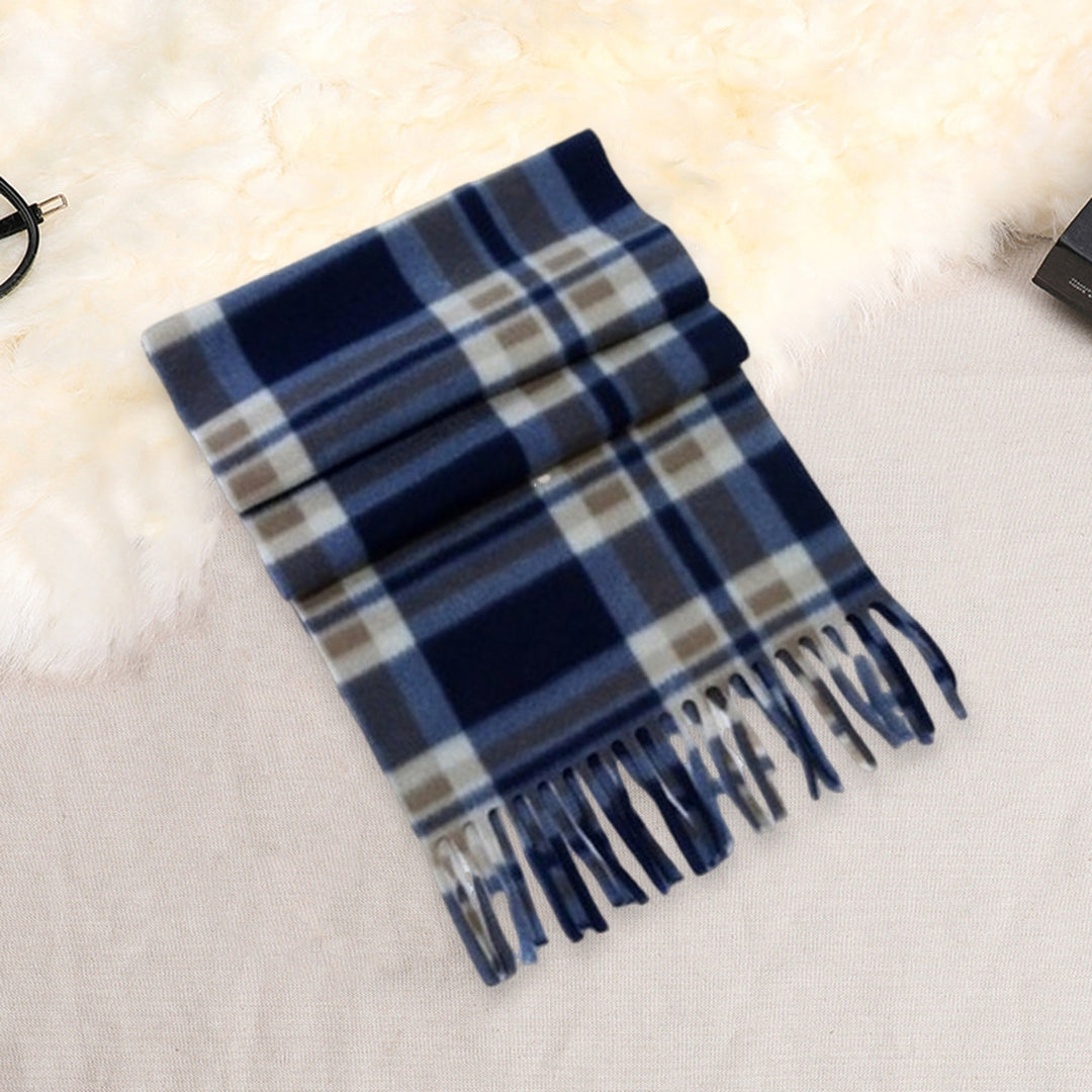 Unisex Winter Scarf Color Matching Plaid Print Tassel Thick Warm Soft Double-sided Plush Long And Image 12