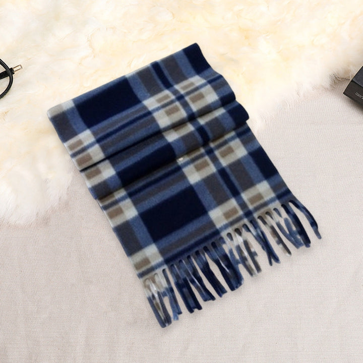 Unisex Winter Scarf Color Matching Plaid Print Tassel Thick Warm Soft Double-sided Plush Long And Image 12