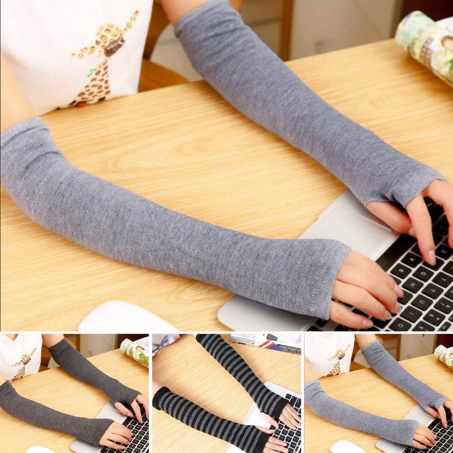1 Pair Gloves Fingerless Knitted Solid Color Elastic Anti-slip Warm Thick Unisex Warm Soft Image 1
