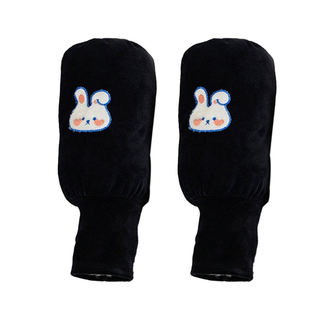 1 Pair Autumn Winter Rabbit Pattern Gloves Oversleeves 2 in 1 Elastic Band Anti-fouling Long Gloves Sleeves Image 1