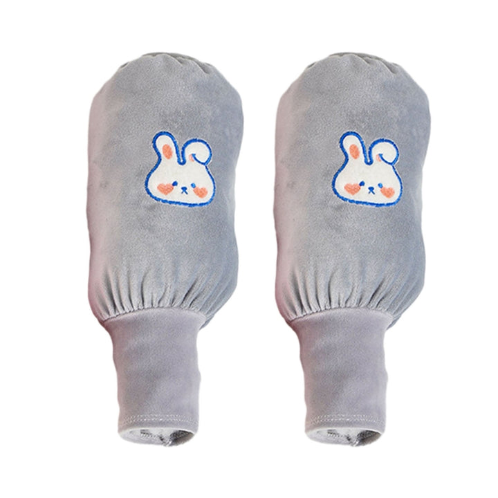 1 Pair Autumn Winter Rabbit Pattern Gloves Oversleeves 2 in 1 Elastic Band Anti-fouling Long Gloves Sleeves Image 3