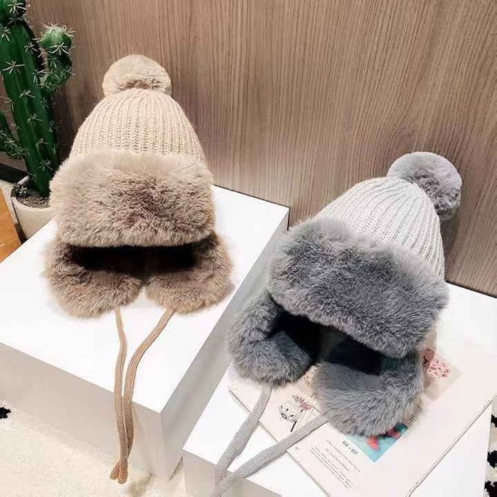 Women Winter Thick Outdoor Earflap Warm Hat Ultra-Thick Super Soft Cold-proof Windproof Knitted Snow Ski Cap Image 1