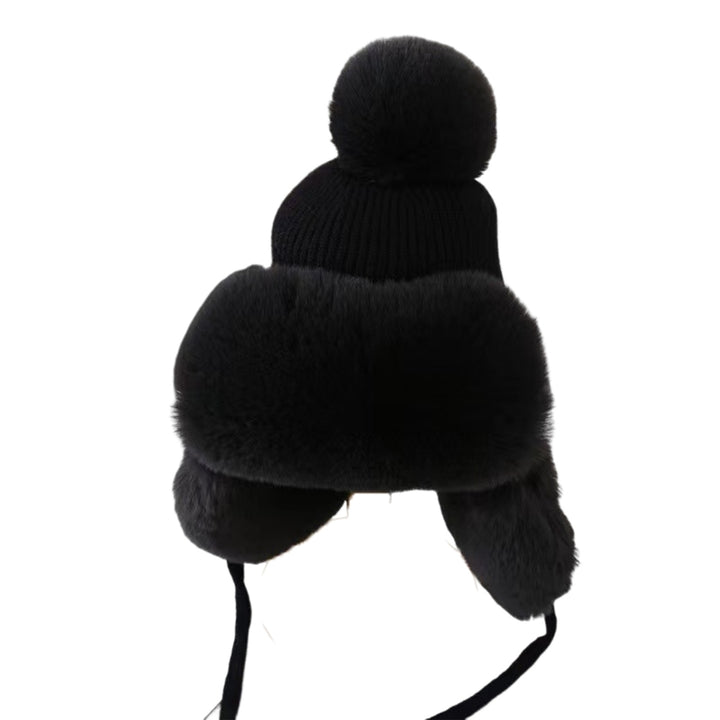 Women Winter Thick Outdoor Earflap Warm Hat Ultra-Thick Super Soft Cold-proof Windproof Knitted Snow Ski Cap Image 2