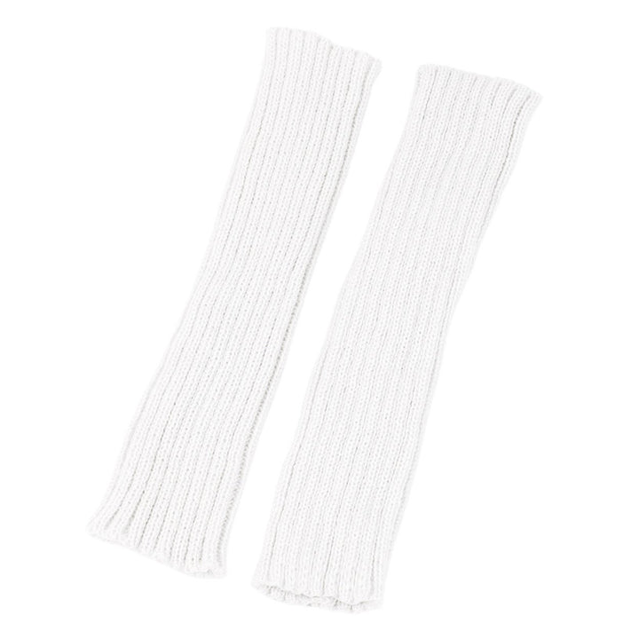 1 Pair Gloves Fingerless Knitted Solid Color Elastic Anti-slip Warm Thick Unisex Warm Soft Lengthened Cycling Riding Arm Image 1