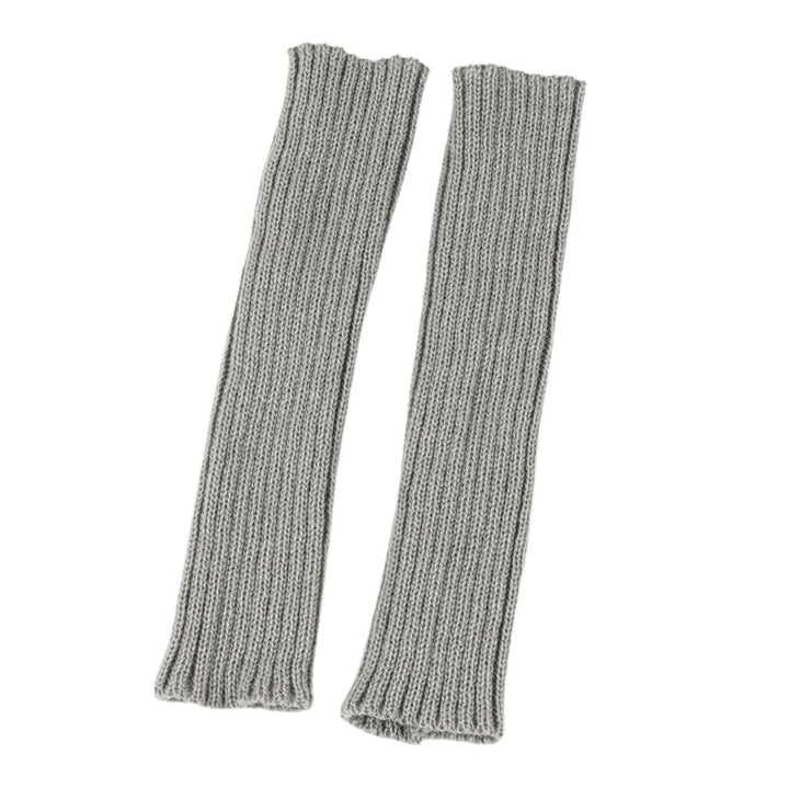 1 Pair Gloves Fingerless Knitted Solid Color Elastic Anti-slip Warm Thick Unisex Warm Soft Lengthened Cycling Riding Arm Image 1