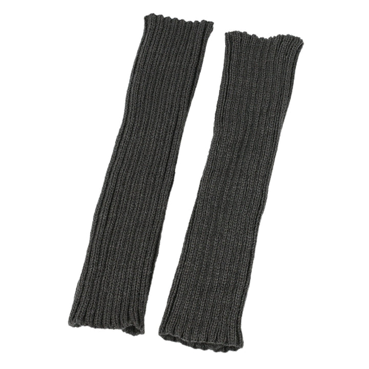 1 Pair Gloves Fingerless Knitted Solid Color Elastic Anti-slip Warm Thick Unisex Warm Soft Lengthened Cycling Riding Arm Image 11