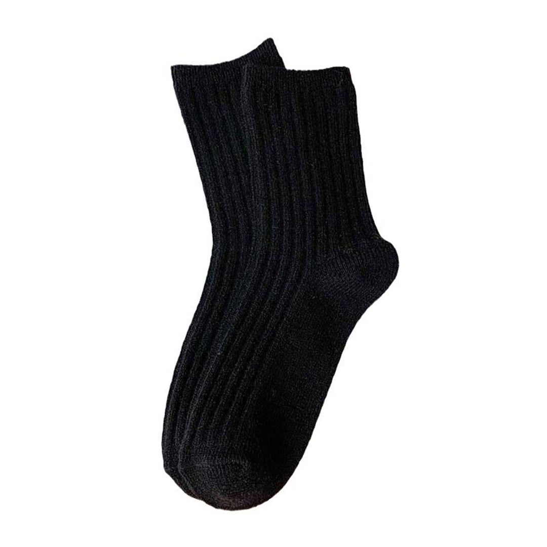 1 Pair Women Socks Knitted Mid-tube Thick Soft Breathable Warm Japanese Style No Odor Anti-slip Elastic Casual Sports Image 2