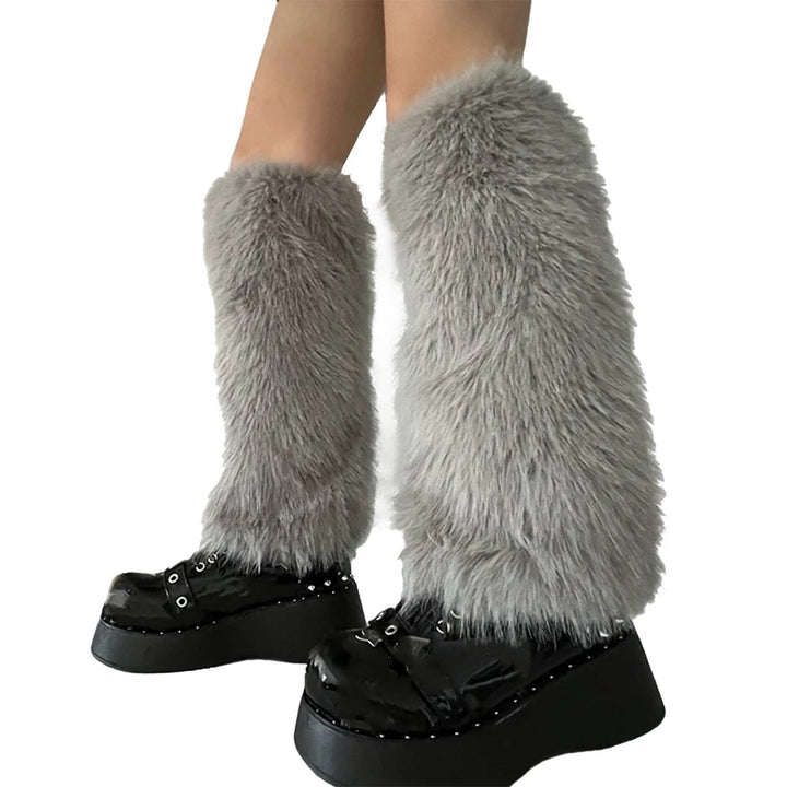 1 Pair Women Furry Leg Warmers Faux faux Leg Warmers Boot Covers Lady Cute Knee-length Warm Leg Socks Image 1