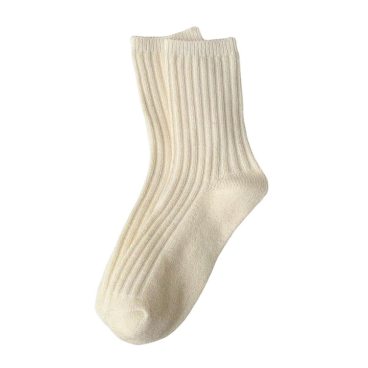 1 Pair Women Socks Knitted Mid-tube Thick Soft Breathable Warm Japanese Style No Odor Anti-slip Elastic Casual Sports Image 1