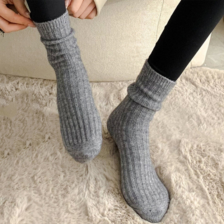 1 Pair Women Socks Knitted Mid-tube Thick Soft Breathable Warm Japanese Style No Odor Anti-slip Elastic Casual Sports Image 12