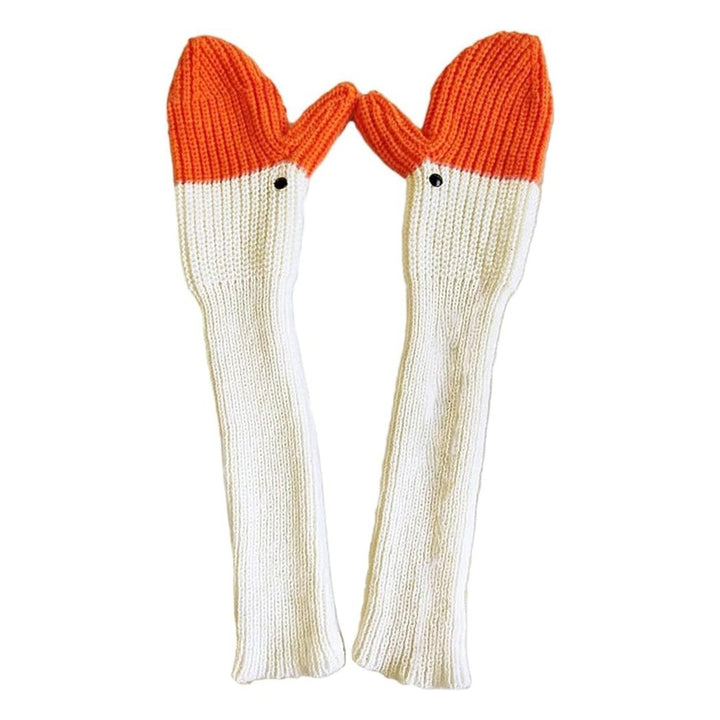 1 Pair Funny Swan Knitted Gloves Fall Winter Stretch Thickened Warm Cute Men Women Outdoor Thermal Knit Mittens Birthday Image 1