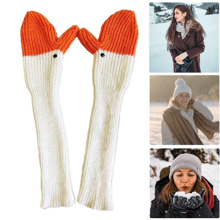 1 Pair Funny Swan Knitted Gloves Fall Winter Stretch Thickened Warm Cute Men Women Outdoor Thermal Knit Mittens Birthday Image 8