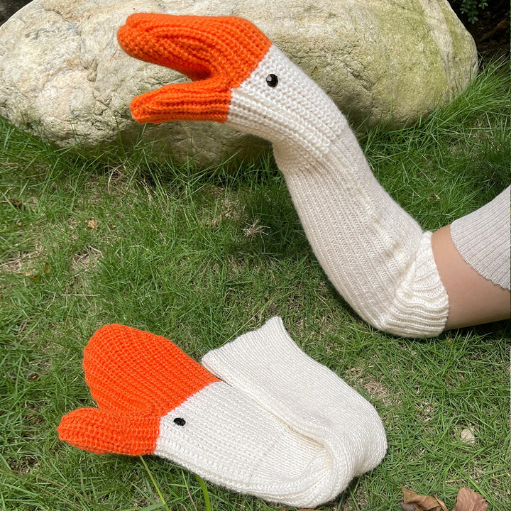 1 Pair Funny Swan Knitted Gloves Fall Winter Stretch Thickened Warm Cute Men Women Outdoor Thermal Knit Mittens Birthday Image 10